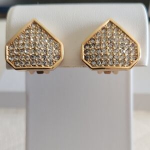 Christian Dior Gold Plated And Crystal Clip On Earrings